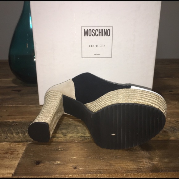 New Moschino Jute Heel Platform Sneaker Mules - Picture 8 of 8